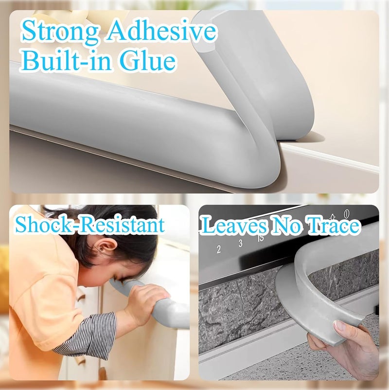 ZOMPAGO Baby Proofing Edge Corner Protector,2 Roll Grey L-Shape Soft Cabinet Door Bumper Corner Strip,Safety Bumper Corner Guards,Wall Protector,Self Adhesive,for Nursery,Kitchen,Fireplace,Table - Image 3